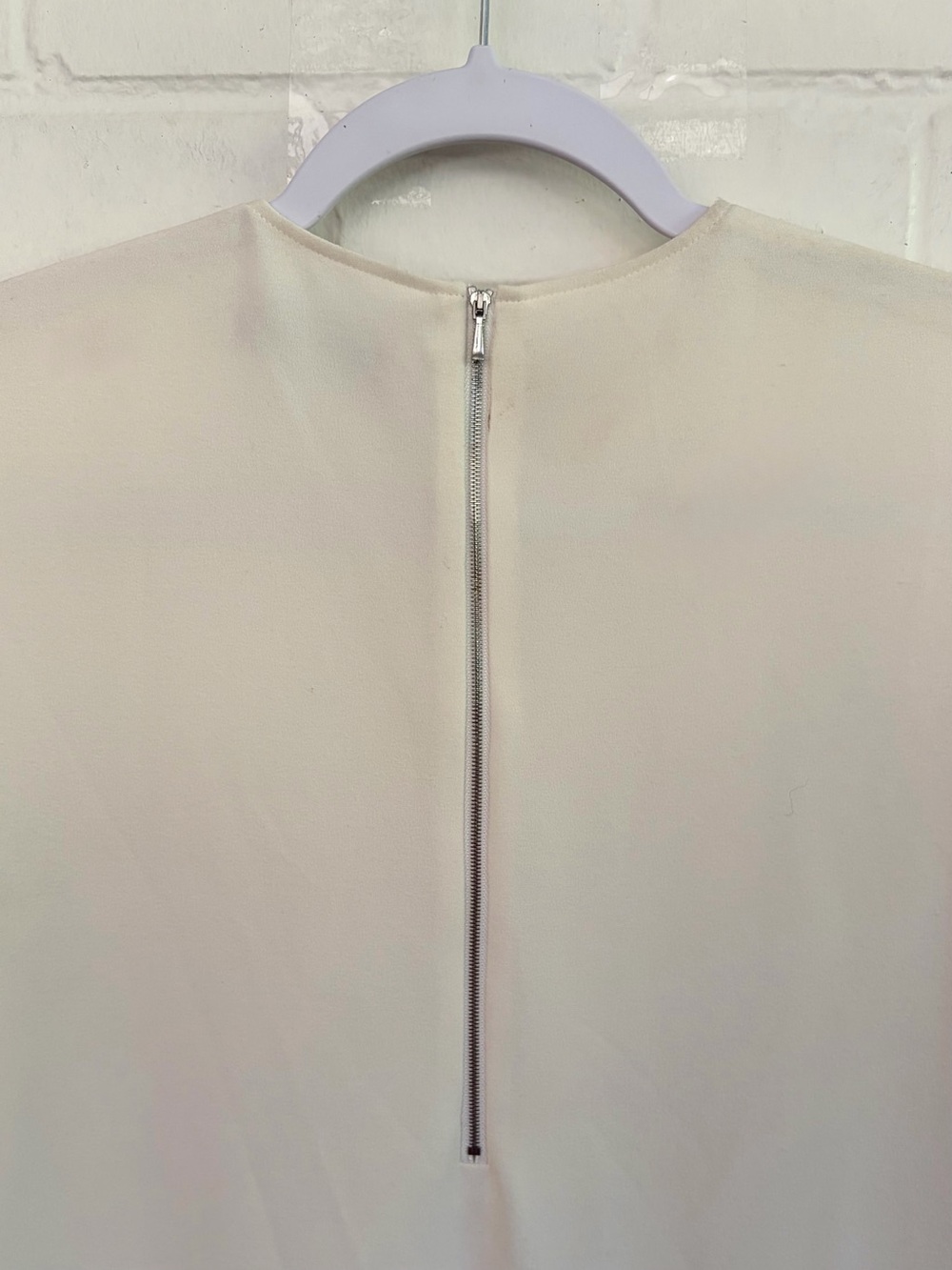 Tibi Triacetate Shift Dress w/ Detachable Asymmetrical Hem, Ivory, SZ 0 NWT - Picture 9 of 12